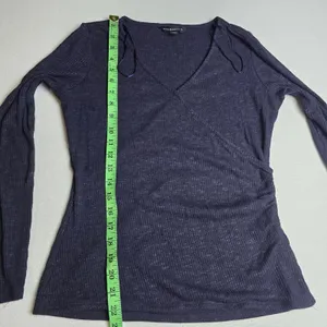 Rock‎ & Republic 53R Womens Purple Ribbed Faux Wrap Long Sleeve V-Neck Top Small thumbnail 7
