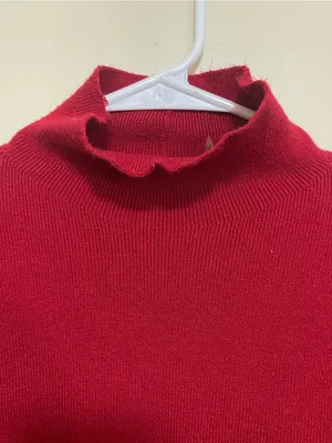 Alice + Olivia Vibrant Red Mock Neck Long-Sleeve Top thumbnail 3