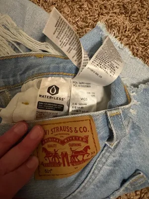 Levi's 501 Jean Shorts Size 25 Light Blue Denim Raw Hem Distressed Button Fly thumbnail 3