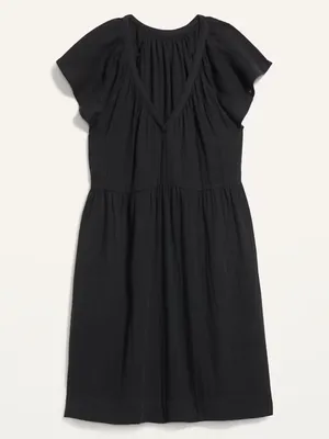 Old Navy NWT Black V-Neck Flutter Short Sleeve Mini/Midi Dress thumbnail 2