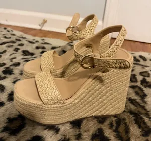 Steve Madden Beige Woven Espadrille Wedge Sandals thumbnail 1