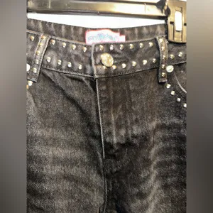 NWOT Edikted Quincy Studded Low Rise Baggy Jeans- Washed Black thumbnail 9