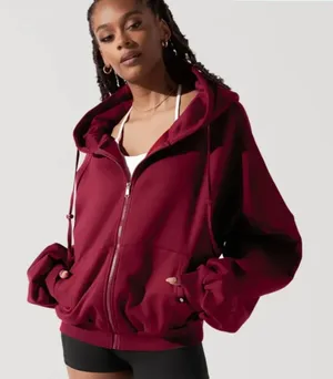 POPFLEX | Crimson Burgundy Zip Cloud Hoodie | 1X 3X thumbnail 1