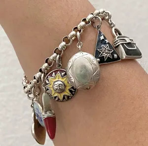Sterling Silver Vintage 925 12 Charms Bracelet thumbnail 4