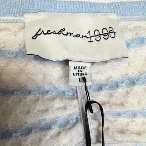 Freshman 1996 Tank Top Womens L Blue & White Striped Cropped Cami Stretch thumbnail 7
