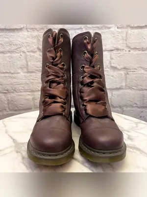 Dr. Martens Aimilie Foldover Leather‎ Boots Oxblood Union Jack 10 EUC thumbnail 2