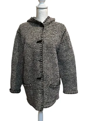 RALPH‎ LAUREN Hand Knitted Lambswool Hooded Sweater Coat Womens Size Large thumbnail 1