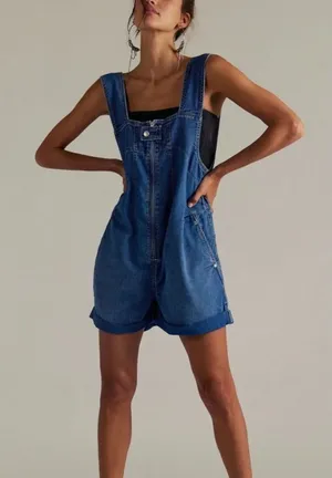 Free People We The Free Denim Jude Shortalls Overalls thumbnail 1