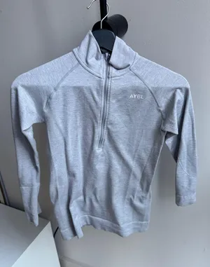 Ably long sleeve zip up workout top Gray thumbnail 2
