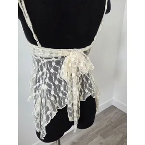 Nectar Lace Top Ivory Cream Fairy Festival Angel Coquette Sheer Y2K 90s Small thumbnail 5