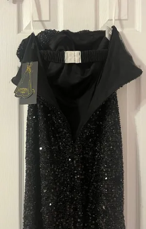 Strapless Sequin Prom Dress Long Sparkly Evening Dress with Slit thumbnail 2