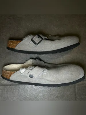 Birkenstock Boston Shearling Lined Gray Suede Slip On Clogs Women’s Shoe Size 9 thumbnail 7