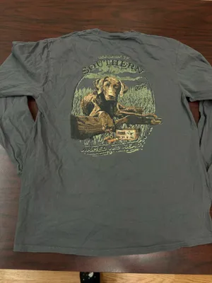 Straight Up Southern Dog Graphic Long Sleeve Grey Tee Size Medium thumbnail 2