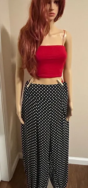 Victoria's Secret Black and White Polka Dot Wide Leg Pants thumbnail 1