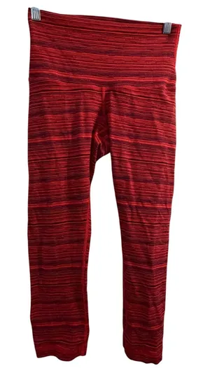 Lululemon High-Rise Crop‎ Leggings Red Size 6 Space Dye Athletic Gym Yoga thumbnail 1
