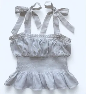 Forever 21 Top Tank Crop White Ribbed thumbnail 1