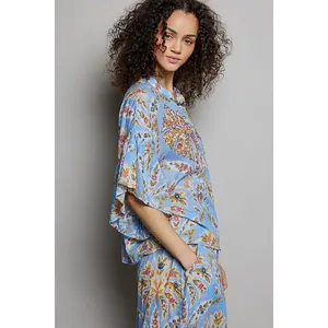 POL Floral Printed Woven Ruffle Sleeve Shirt - Large thumbnail 3
