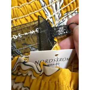 Code Mode NWT XS Mustard Yellow Floral Maxi Dress Off Shoulder Smocked Boho Slit thumbnail 6