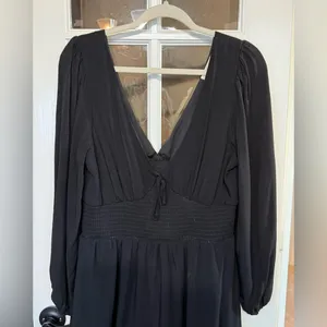 COPPER KEY Black Boho Peasant Stretch Smocked Waist Mini Dress Size XL thumbnail 3