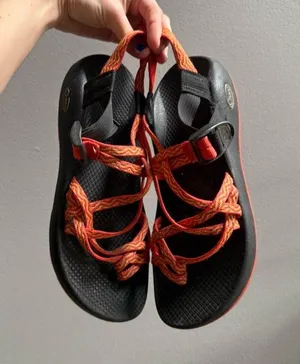 Chaco ZX2 Orange Yellow Vibram Sole Sport Hiking Toe Loop Sandals Womens size 10 🔥 thumbnail 1