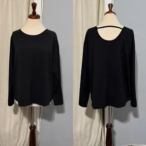 Members Mark Black Long Sleeve Active Tee Women's Size L Open Back‎ Detail thumbnail 2