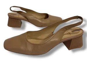 Sam Edelman Toren Slingback Tan Leather Pumps, Block Heel Size 7M thumbnail 1