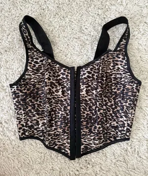 Cheetah Print Corset Top Black thumbnail 1