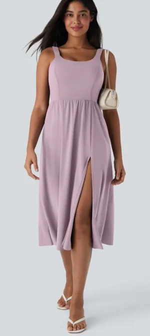 NWOT Halara Purple SoftlyZero Airy Cool Touch Midi Casual Dress thumbnail 1