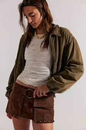 Free people Micro Mini Suede Cargo Skort thumbnail 1