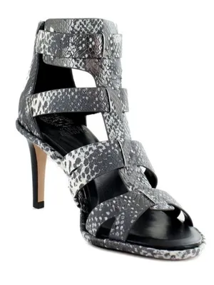 Vince Camuto Frenton Starlight Snake Print Cage Sandals Pewter Gray White 9 thumbnail 1