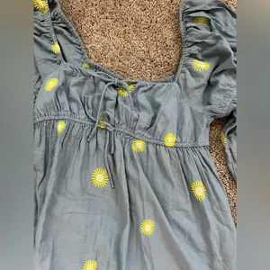 Free People embroidered linen midi dress size large thumbnail 4