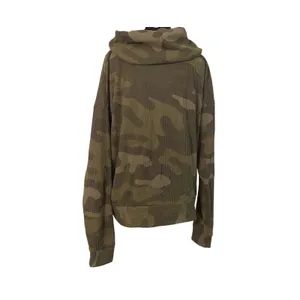 Natural Reflections Camo Waffle Knit Cowl Neck Hoodie Kangaroo Pocket L Military thumbnail 2