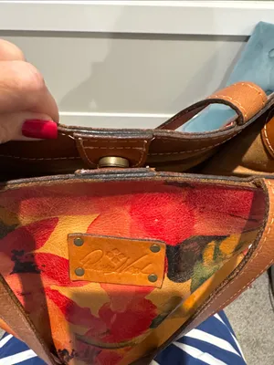 Patricia Nash Floral Leather Tote — Orange, Red & Green thumbnail 10