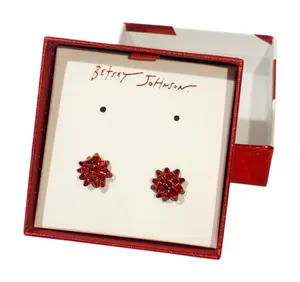 Betsey Johnson Red Gift Box Studded‎ Earrings NEW thumbnail 1