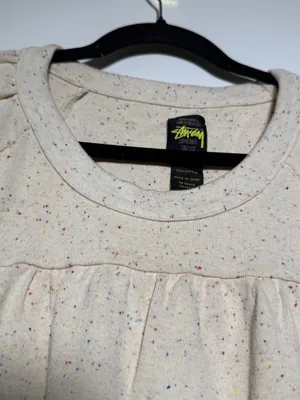 Stussy Cream Flecked Fleece Short Sleeve Sweatshirt Dress XS thumbnail 2