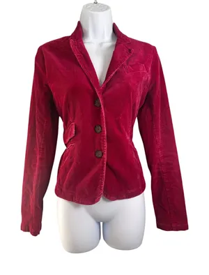 American Eagle Outfitters Red Corduroy Blazer Jacket Stretch Cotton‎ Small P S/P thumbnail 1