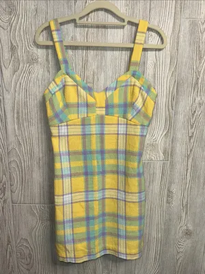 Zara Yellow Plaid Mini Dress with Pastel Accents thumbnail 6