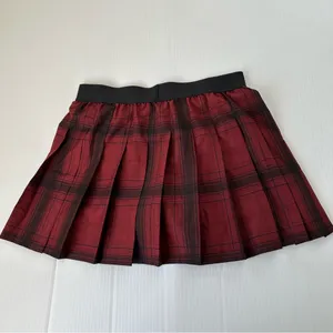 ALO Yoga Legacy Plaid Varsity Tennis Skirt Cranberry Black, S thumbnail 5