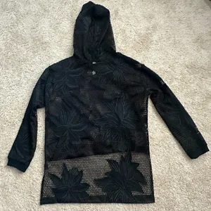 Women’s free people movement Black Mesh Floral Hoodie thumbnail 4
