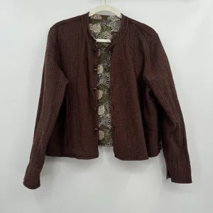 Women's Jacket Quilted Reverses Me Chocolate Coffee Brown Pattern Art Wear Boho thumbnail 6