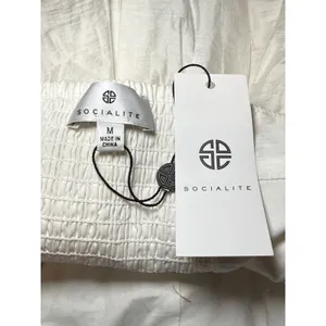 NEW Socialite Women White Halter Mini Dress Linen Blend Size M Cottage Chic thumbnail 7