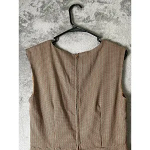 ModCloth Dark Academia Cottagecore Prairie Midi Dress Brown Houndstooth Size 6 thumbnail 4