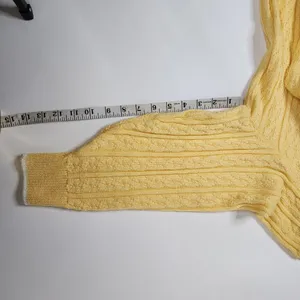 Mita Cable Knit Cardigan Vintage Long Sleeve Gold Buttons 80s Size 14 Yellow thumbnail 9