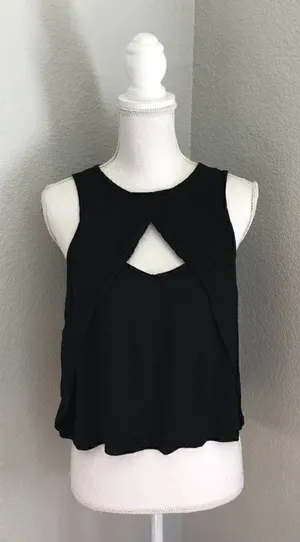Free People Womens Black Keyhole Pullover Top XS thumbnail 1