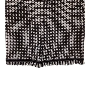 Harolds Womens Skirt Size 2 Wool Pencil Black & White Geometric Fringe Hem thumbnail 7