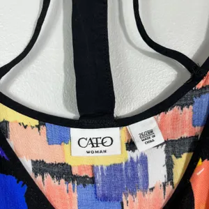 Cato Plus Size Multicolored Art Deco Funky Pattern Open Cutout Back Blouse 26/28 thumbnail 5