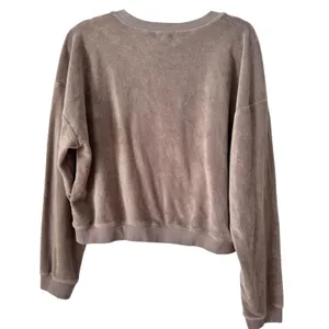 Beyond Yoga Tropez Crop Pullover Size XL Terry Cloth Birch Brown Slouchy V Neck thumbnail 4
