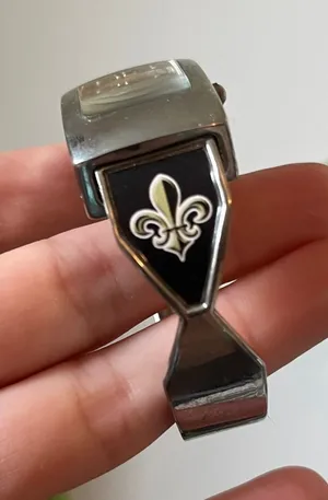 New Orleans Saints Cuff Bangle‎ Watch Black Enamel Silver Tone Fleur de Lis thumbnail 1