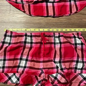 Victoria’s Secret Plaid Short Sleeve Shorts Pajama Set Red Pink White Black XL thumbnail 5