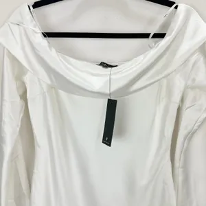 Lulus Luxurious Vision White Satin Off-the-Shoulder Mini Dress Party Medium NWT thumbnail 7